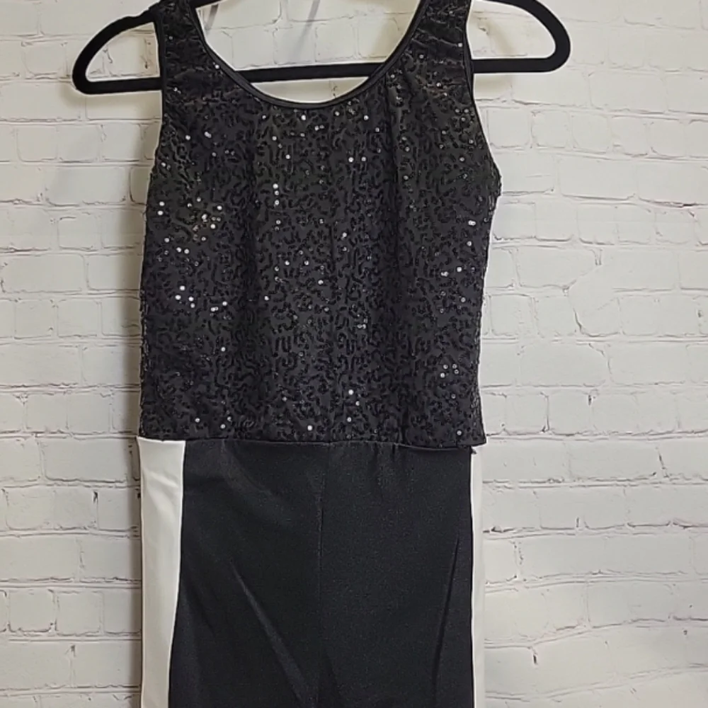 Weissman Dance Costume Jumpsuit With Jacket Black Gold White Style 14753 Child L